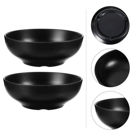 DEEPCRAFF Cute Ramen Noodle Bowl Set 4pcs Black Porcelain Salad Bowls Japanese Food Serving For Lunch Home Dinnerware