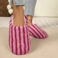 thumbnail image 5 of Fnooota Womens Fuzzy Slippers, Winter Warm Non Slip Stripe House Slippers Home Shoes Pink Size 10-10.5, 5 of 6