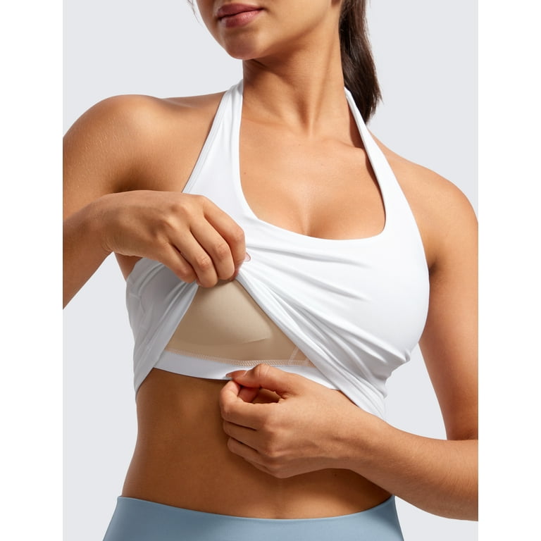 CRZ YOGA Womens Butterluxe Halter Padded Workout Yoga Crop Tops - Main Image