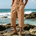thumbnail image 5 of cfhntfmh Mens Capri Pants Wide Leg Loose Fit Elastic Waist Pants Lightweight Drawstring Beach Pants with Pockets (Yellow,X-Large), 5 of 7