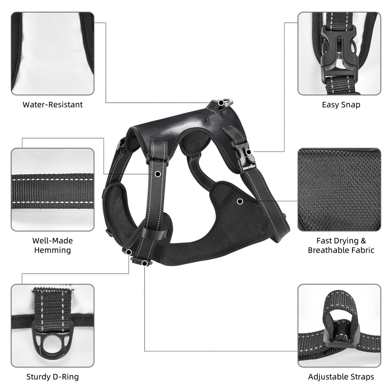 Vsdgher Mystical Masked Figure Monochrome Dog Harness, No-Pull Pet Harness, Dog Vest, Pet Vest for Small to Large Dogs-Medium