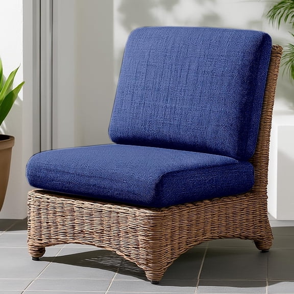 Outdoor Seat Cushions for  Furniture 22x22 Inch, Waterproof Chair Cushion with Textured Fabric, Handles & Adjustable Straps, Fade Resistant - Set of 2, Naby Blue