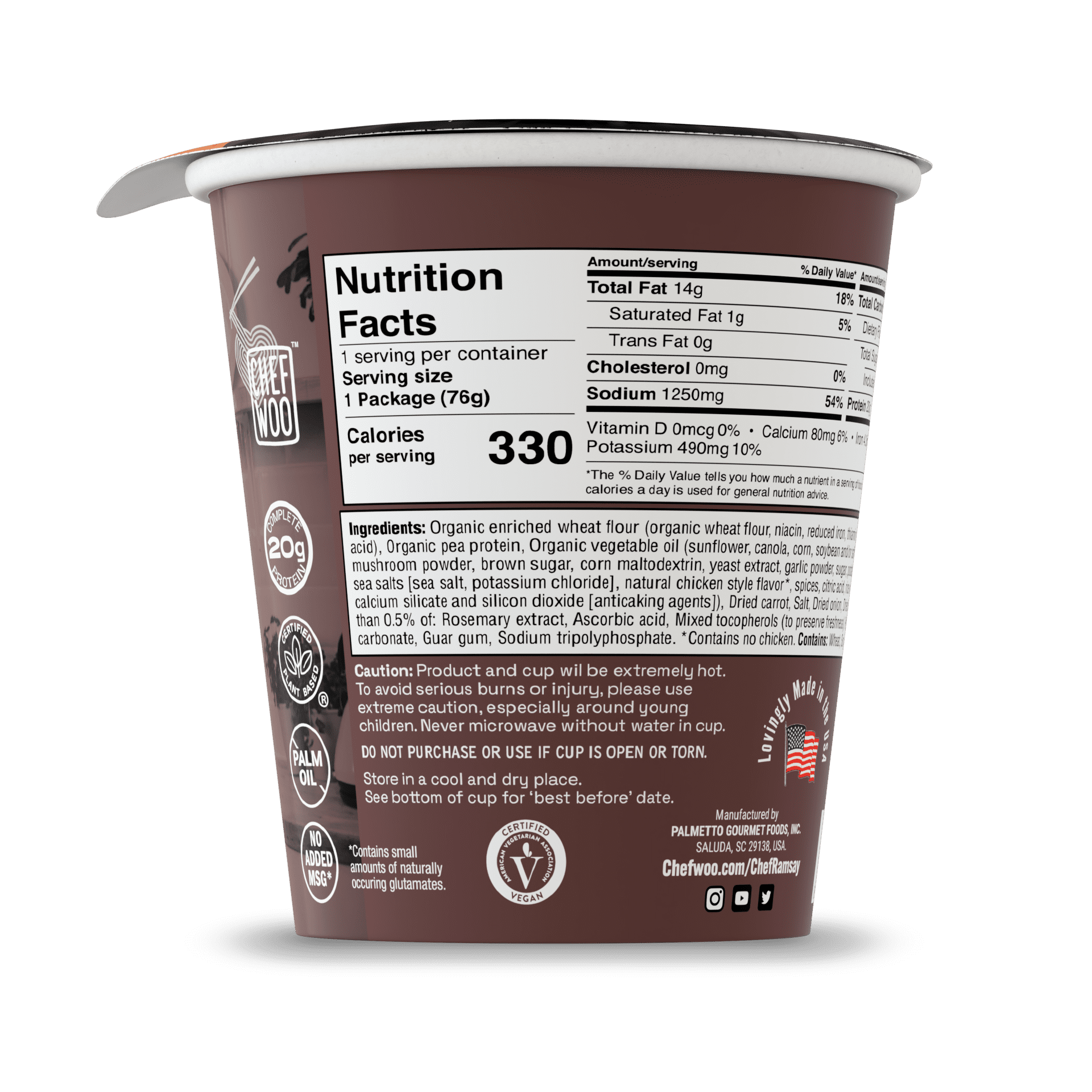 (6 pack) Shiitake Mushroom Chicken Ramen Noodles by Chef Ramsay, Chef Woo High Protein Ramen Cups