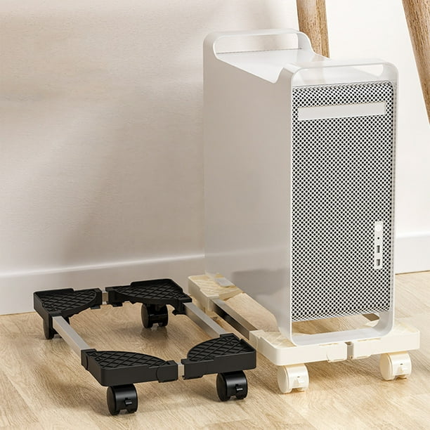 Soporte de torre de computadora ajustable con 4 ruedas giratorias rodantes de bloqueo, bastidor de carro ventilado móvil para PC de escritorio, se adapta a la mayoría de los hosts, negro, tamaño