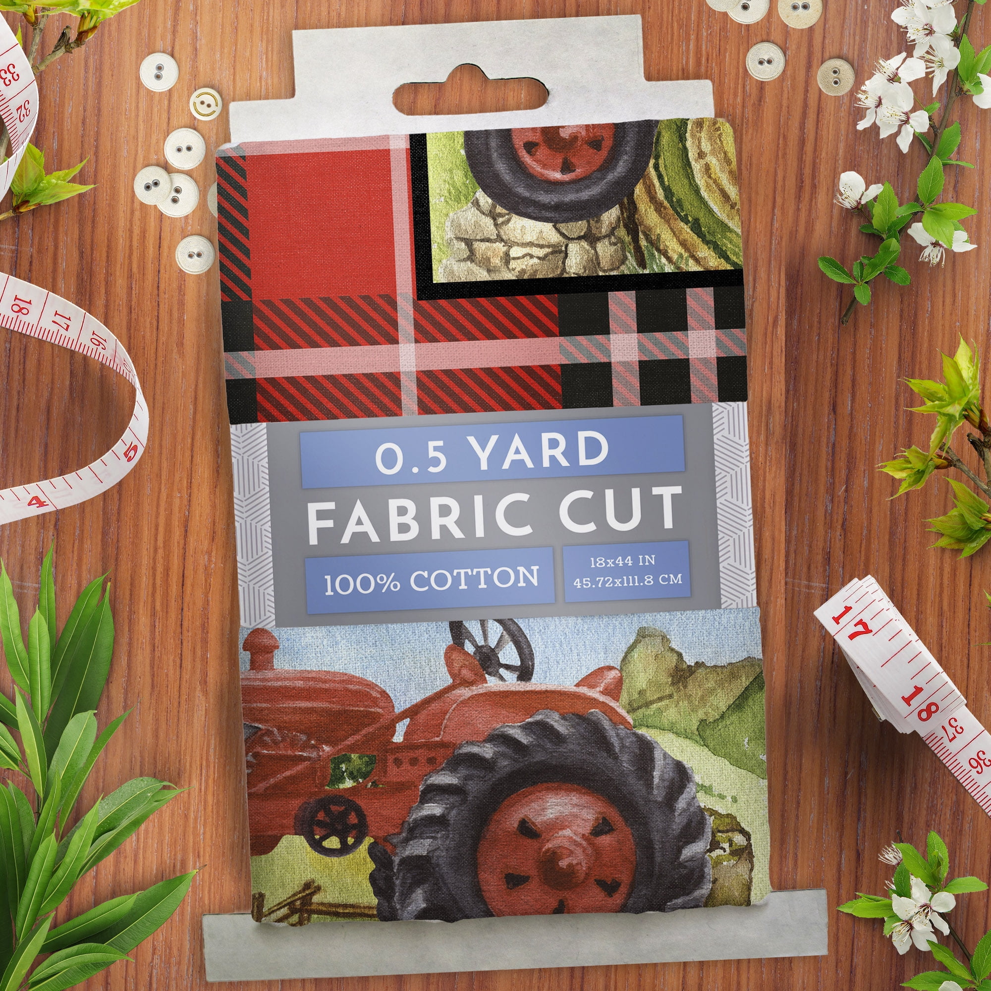Half-Yard 100% Cotton Tractor Plaid, Red, 44" Wide for Quilting & Sewing by David Textiles