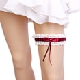 thumbnail image 2 of Ohufall White Garters For Bride 2 Pieces, Wedding Garter For Bride Elasticity Lace Garter, Wedding Garter Set For Bride, 2 of 4