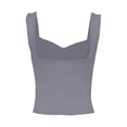 thumbnail image 5 of Summer Womens Solid Color Square Neck Tank Top Ruffle Back Casual Sleeveless Blouse T Shirt Sleeveless Square Collar Grey M, 5 of 5