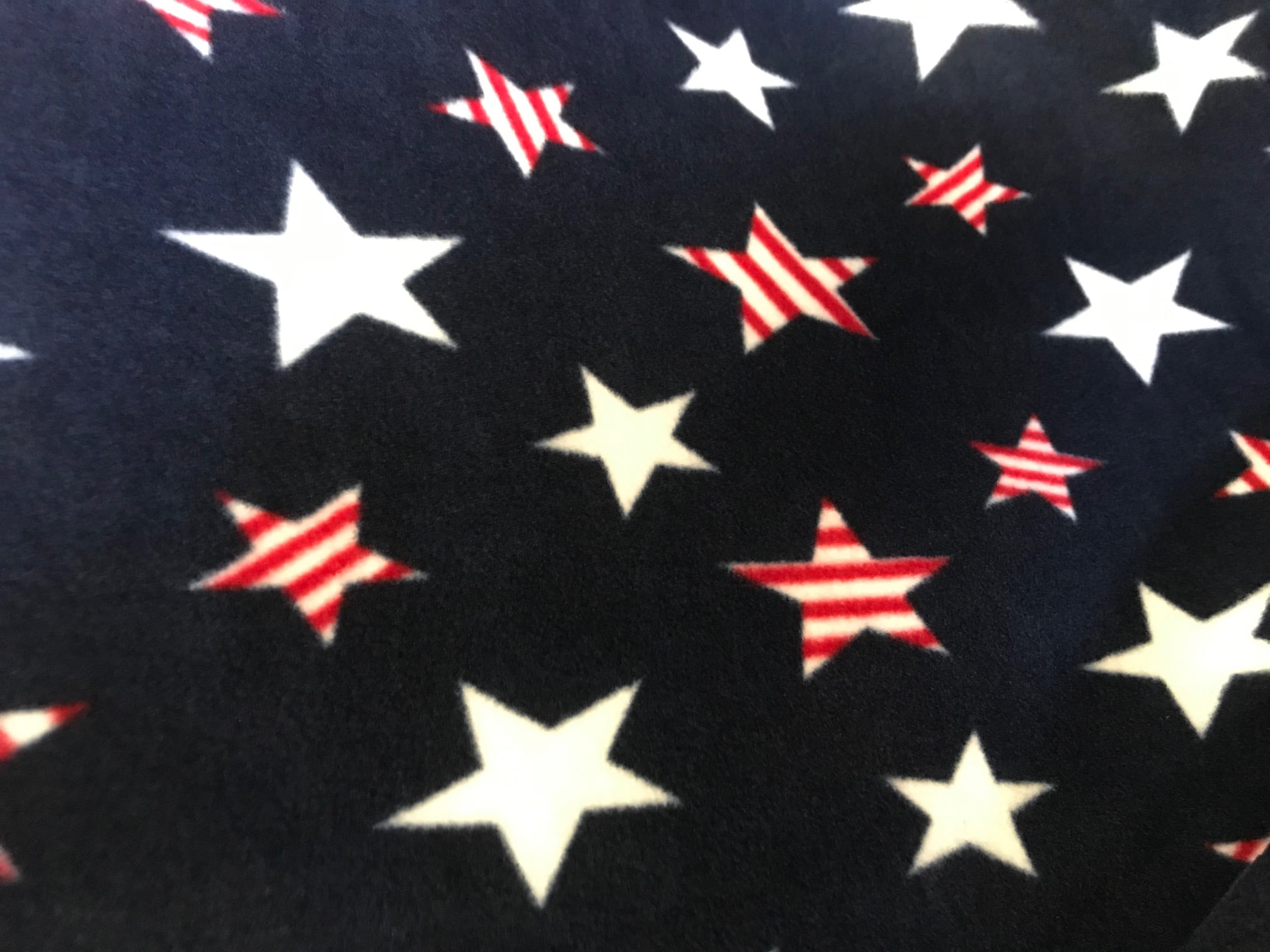 Lilly Craft Patriotic Multi-Color Stars on Navy Fleece Fabric Is 58” / 60” Wide and Sold by the Yard