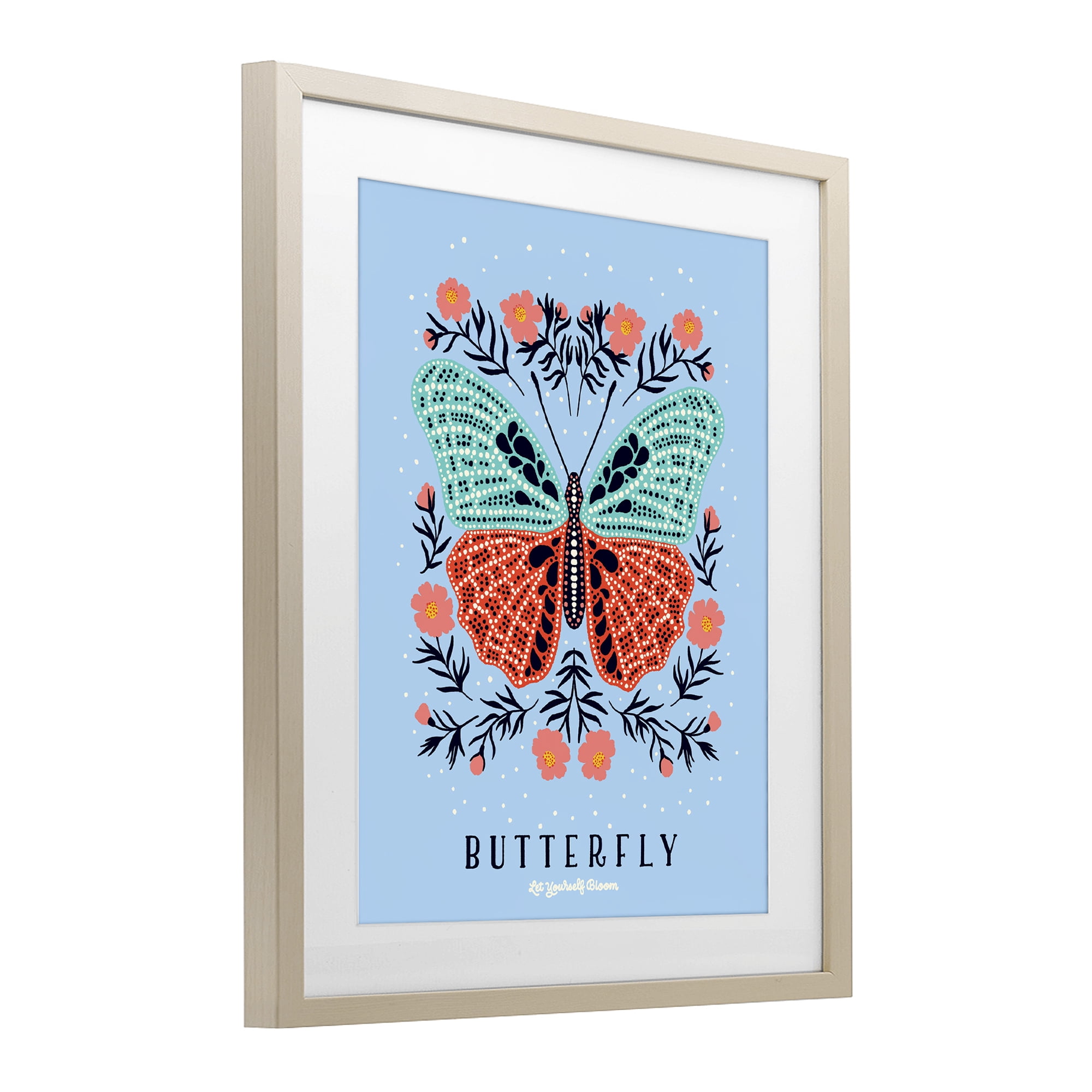 Stupell Industries Butterfly Symmetry on Blue Birch Framed Print Under Glass, design by Indira Prieto | IndySign