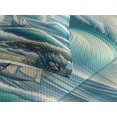 thumbnail image 3 of Ambesonne Nautical Quilted Coverlet 3 Pcs, Swirling Huge Waves Boat, Queen Size, Reseda Green Teal and Blue, 3 of 4