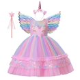 thumbnail image 1 of Vestido de princesa arcoíris Pastel para niñas pequeñas, vestido de fiesta de cumpleaños de noche de boda, disfraz de Cosplay de unicornio para niños Fivean unisex, 1 of 2