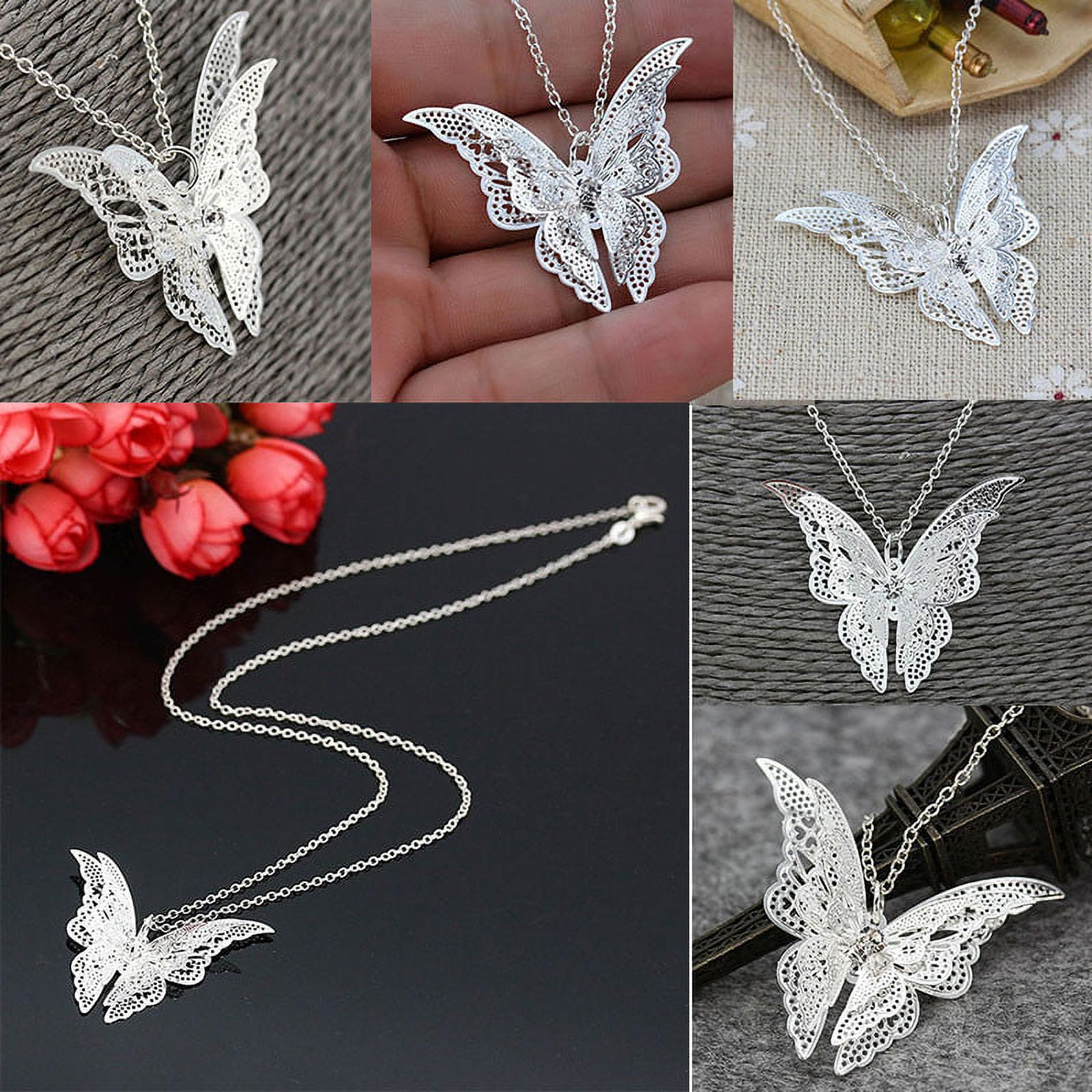 Deals of the Day,Jovati Women Pendant Lovely Silver Butterfly Pendant Chain Necklace Alloy Jewelry Gift on Clearance - image 2 of 4