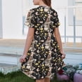 thumbnail image 5 of YOUYEDIAN Girls Easter Dress Kids Festival Cute Bunny Print A-Line Dresses Teen Casual Short Sleeve Crew Neck Sundress with Pockets (Brown, 13-14 Years), 5 of 5