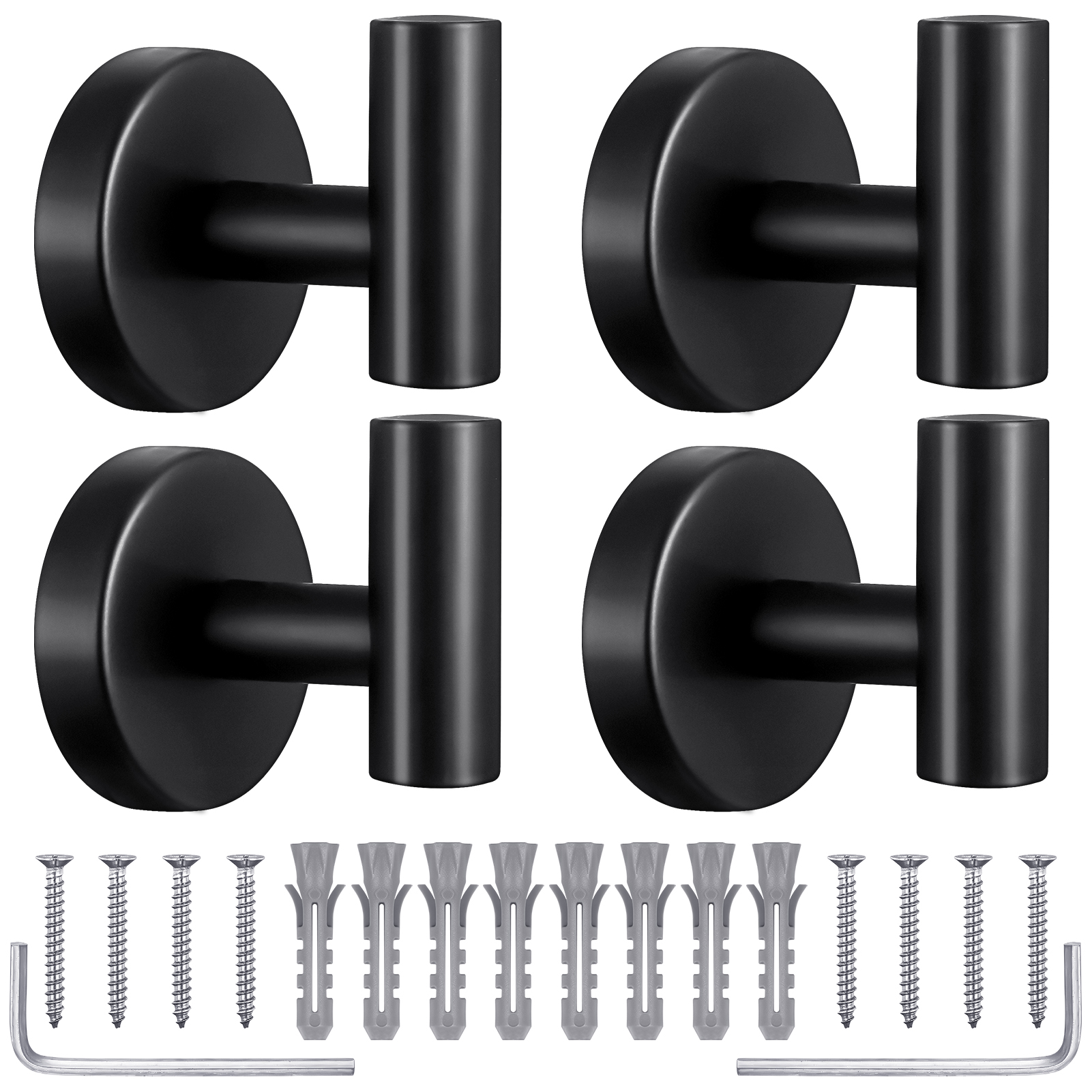 JUNDALIE 4 Pack Towel Hooks Bathroom Coat Hook, Heavy Duty Robe Hook