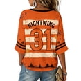 thumbnail image 4 of Halloween Shirts for Women Cute Ghost Graphic Tee Oversized 3/4 Sleeve V Neck T-Shirt Funny Pumpkin Print Spooky Fall Top, 4 of 5