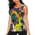 thumbnail image 1 of Fotbe Colorful Pug Blusas Sin Mangas para Mujer – Estilo Casual, Corte Suelto, Slim-Fit, Cuello Redondo Deportivo, Tops de Verano para Gimnasio y Yoga-XX-Large, 1 of 7