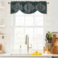 thumbnail image 4 of Tie Up Valances for Windows, Boho Southwest Adjustable Valance Curtains Window Treatment for Living Room, Dark Green Gray Aztec Abstract Floral Rod Pocket Kitchen Curtains & Drapes 42x12 Inch, 4 of 9