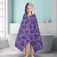 thumbnail image 6 of Purple Leopard Print Hooded Bath Towel，60"x35" for Ages 3 To 12 Kids, Quick Dry Lightweight Soft Microfiber Hood Beach Towel Cover Up for Kids, 6 of 7