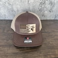 thumbnail image 3 of Lineman Flag Hat, Leather Patch Hat, Richardson 112 Trucker Cap, American Flag Hat, Utility Worker Gift, 3 of 5