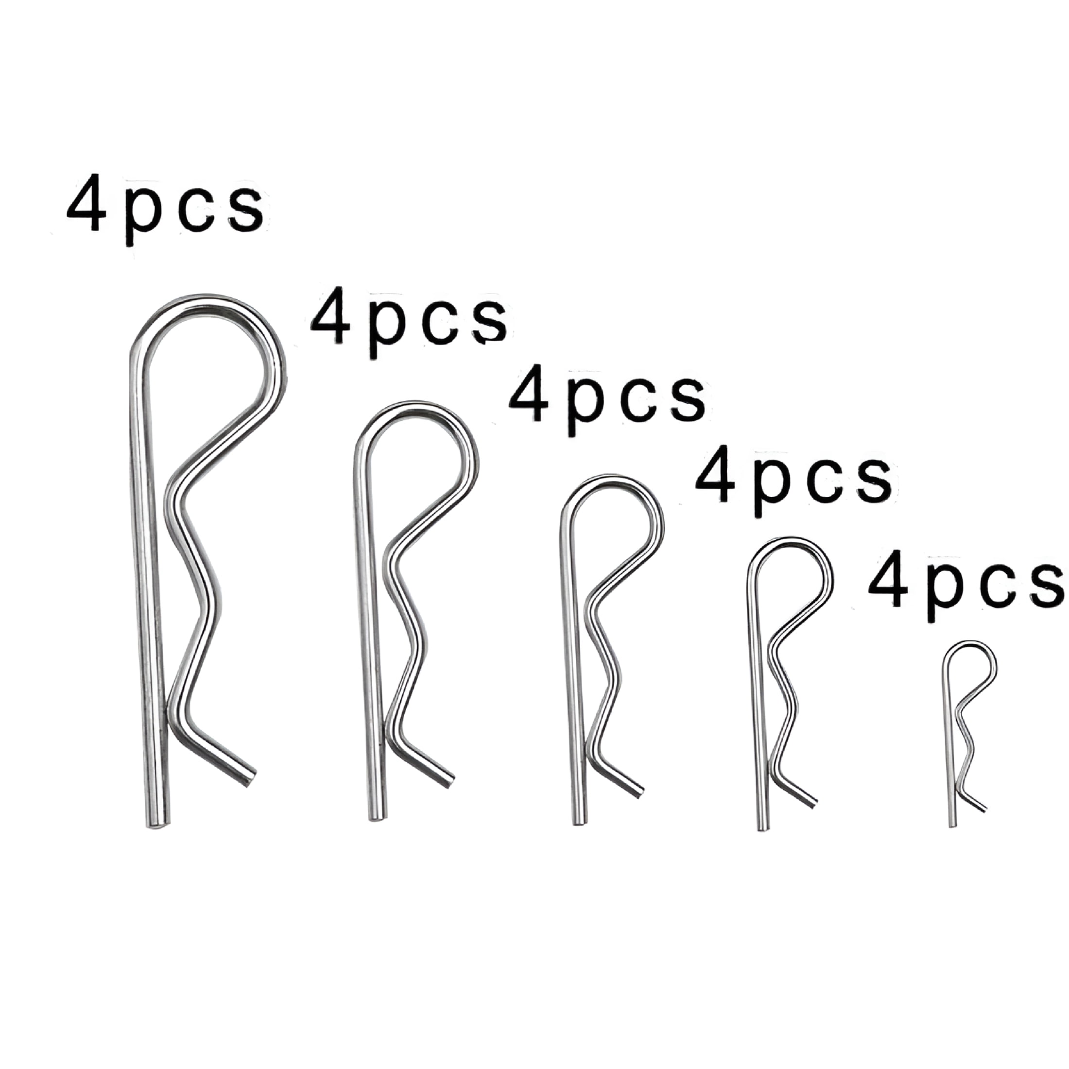 Wellmax 20-Piece R Clip Assortment - 7/64, 9/64, 5/32 for Hitch Pin Lock | Zinc-Plated Steel R Clips, 7/64in, 9/64in & 5/32in, for Hitch Pin Locks, Cotter & Hair Pins