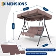 thumbnail image 2 of Columpio para patio exterior de 3 asientos con dosel ajustable, hamaca colgante con estructura resistente y tela transpirable, capacidad de 600 lbs, ideal para jardín, 2 of 7
