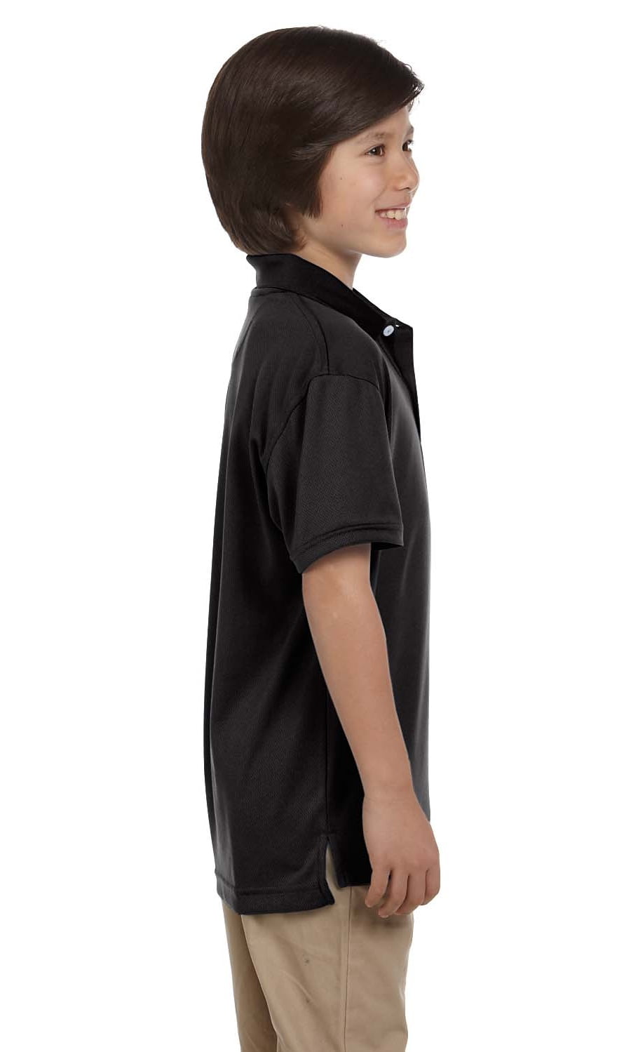 Harriton Boys New Polyester Wicking Rib Collar Short Sleeve Polo T-Shirt M353Y