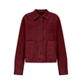 thumbnail image 7 of Tqcoqu Suede Jackets for Women,2026 Casual Button Down Cropped Jacket,Fall Long Sleeve Outerwear Coats Work Office Clothes, 7 of 7