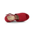 thumbnail image 4 of BLISSFUL STEP Espadrilles Platform Heels Wedge Sandals Red 6, 4 of 7