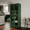 thumbnail image 4 of Palace Imports 100% Solid Wood 32" Pantry Cabinet with Frosted Glass Doors and Adjustable Shelves, Green, 4 of 6