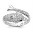 thumbnail image 2 of Auriga Fine Jewelry 925 Sterling Silver Rh-plated CZ Dolphin Ring for Women Size 7, 2 of 6