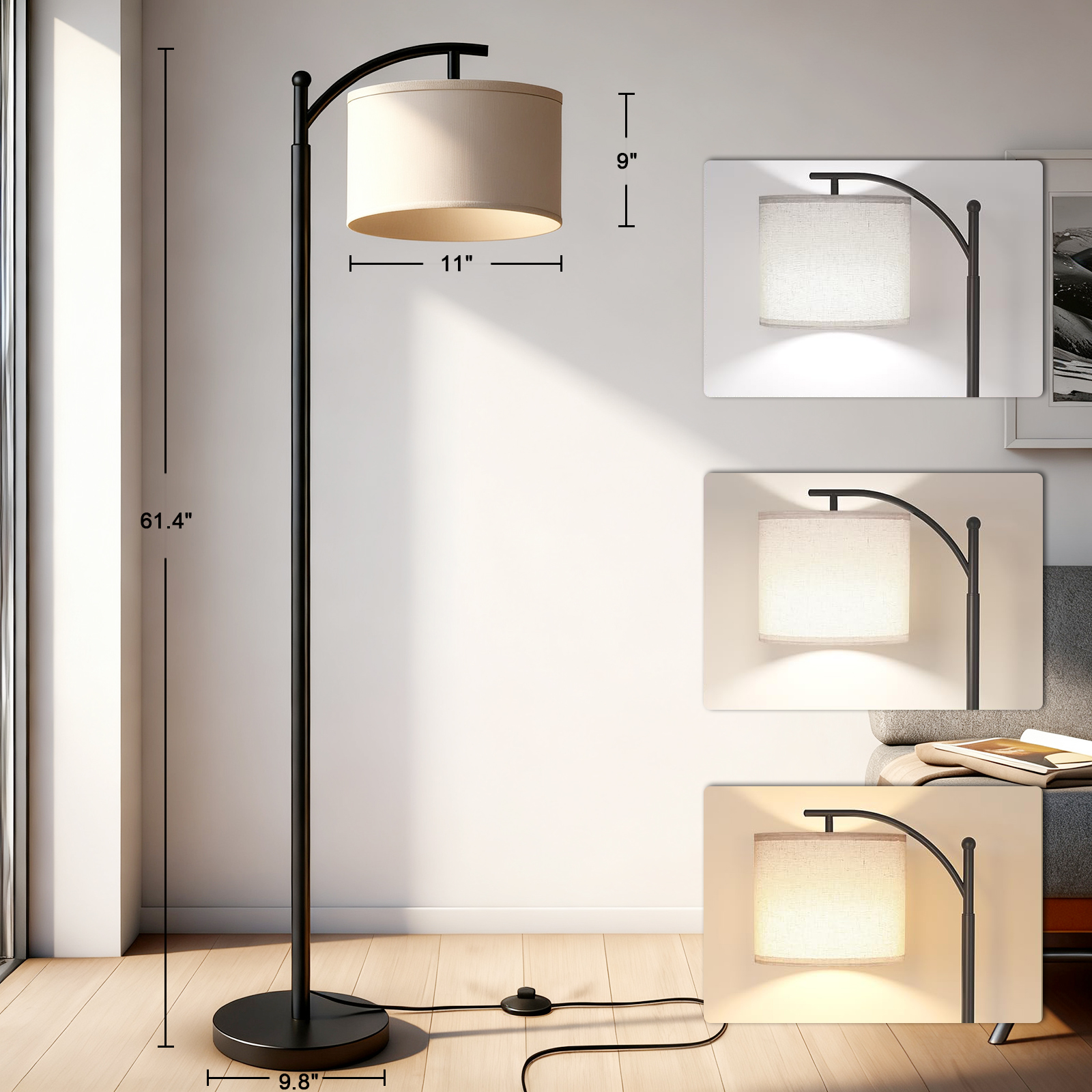 Foukus 50" Arc Floor Lamp with 16-Color Led Remote photo 4