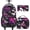 3PCS Black Rose Rolling Backpack, variant on Girls Rolling Backpack, Women Roller Bookbag with Lunch Box for Adults, Water Resistant Wheeled School Bag for College Teens Kids Travel - Pink Flower