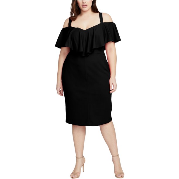 Rachel Roy Womens Cold Shoulder Sheath Dress black 16W