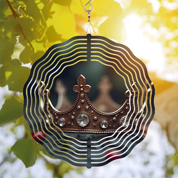 Elegant Metal Hanging Wind Spinners with Intricate Patterns and Sparkling Gemstone Accents - Perfect for Yard and Garden Decor