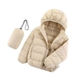 thumbnail image 2 of Kids Hooded down Jacket Zipper Puffer Outerwear Coat Classic Solid Color Lightweight down Jacket for 2-14 Years Old, 2 of 8