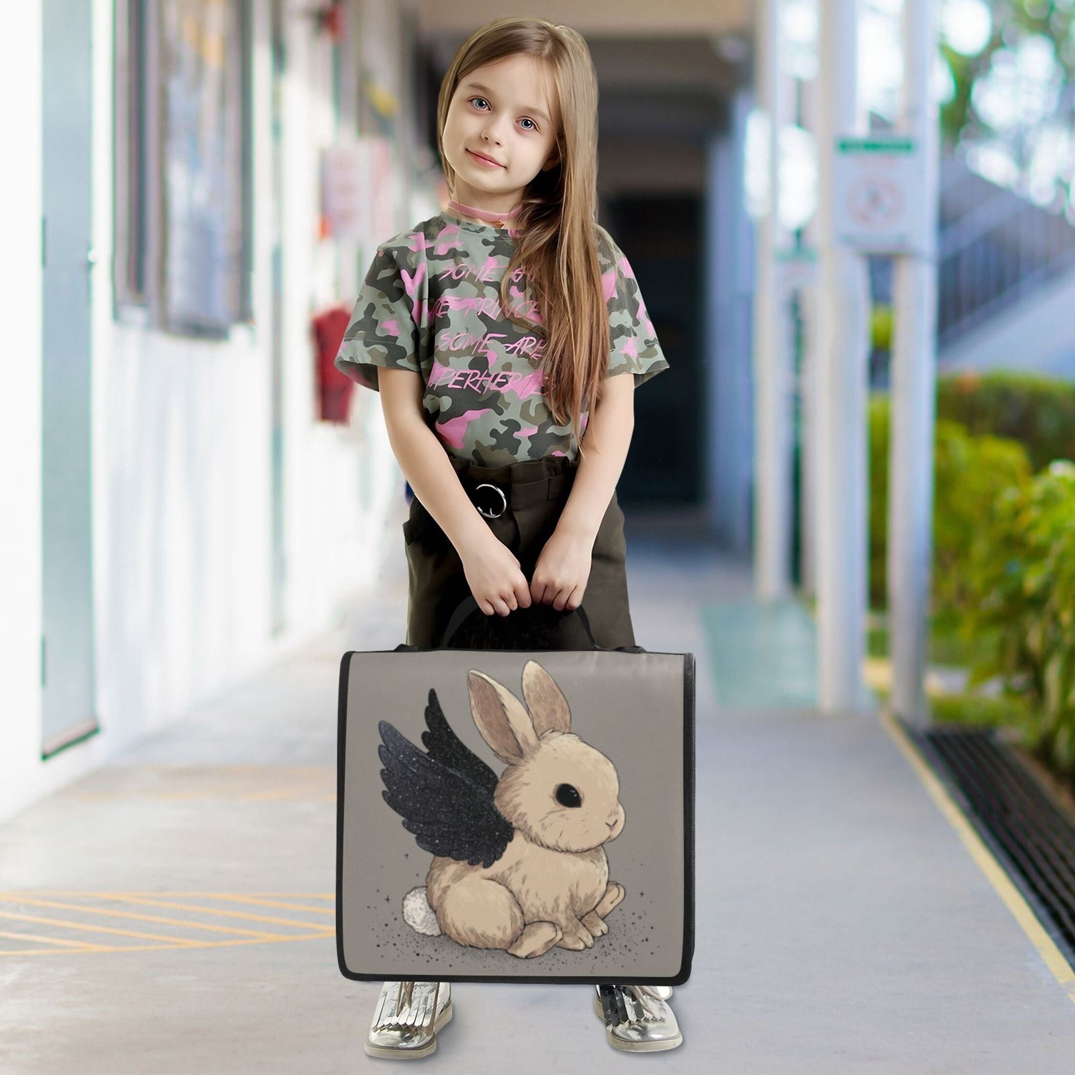 DIXRUYEE Zipper Binder trapper keeper Documents Organized Design Star - Winged Bunny Printed