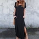 thumbnail image 3 of Vestido De Mujer Vestido de playa dividido Moda Casual Vestido suelto Color sólido para el trabajo (Negro XL) Cgtredaw para Mujer Negro T M, 3 of 6