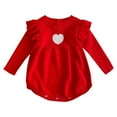 thumbnail image 1 of IBTOM CASTLE Newborn Infant Baby Girls Sweater Romper Knit Fall Winter Outfit Pompoms Ruffle Long Sleeve Bodysuit Jumpsuit Knitted Clothes 6-12 Months Red - Heart, 1 of 3
