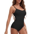 thumbnail image 4 of INSPIRE CHIC Womens'  V Neck Seamless Sleeveless Bodysuit Shapewear Tummy Control Briefs Body Shaper S Black, 4 of 5