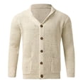 thumbnail image 2 of JUMESGU Cardigan for Men Mens Long Sleeve Cardigan Sweaters Button Down (Khaki,S), 2 of 7