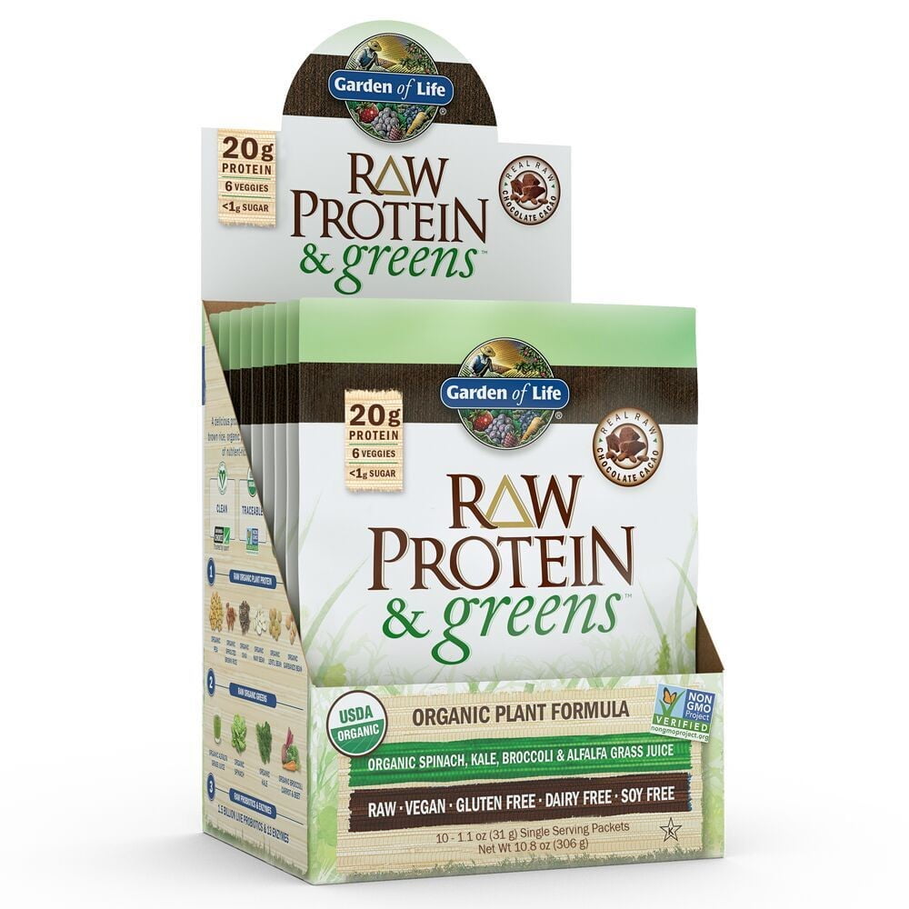 Garden of Life Raw Protein and Greens Packets, Chocolate, 10 Ct