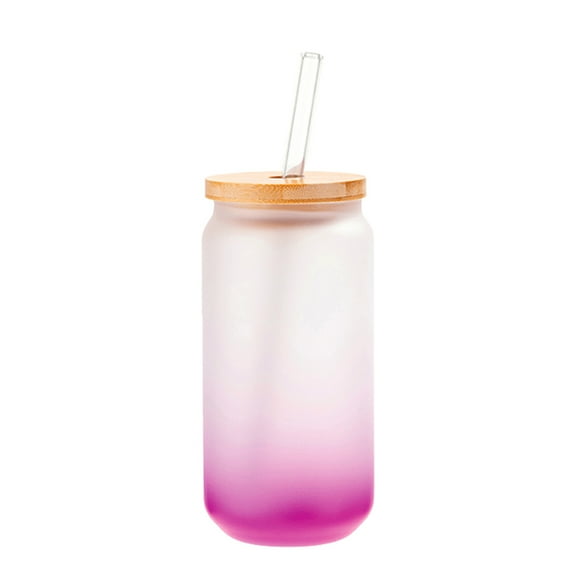 16oz Sublimation blank glass Jar Cans ombre gradient Tumblers (Includes Bamboo Lid  Straw)