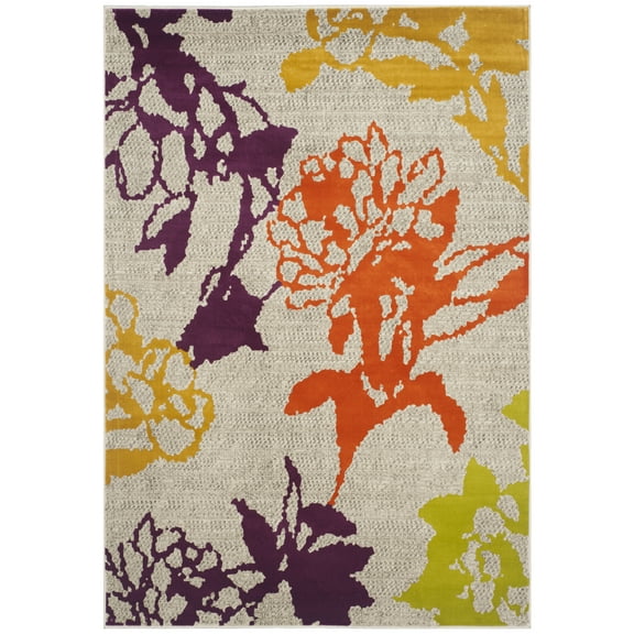 SAFAVIEH Porcello Jocelin Floral Area Rug, Light Grey/Purple, 6' x 9'