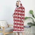 thumbnail image 5 of Women's Christmas Fleece Lined Sleepwear Robes Hooded Long Sleeve Print Long Bathrobes with Pockets Red FreeSize120cm, 5 of 7