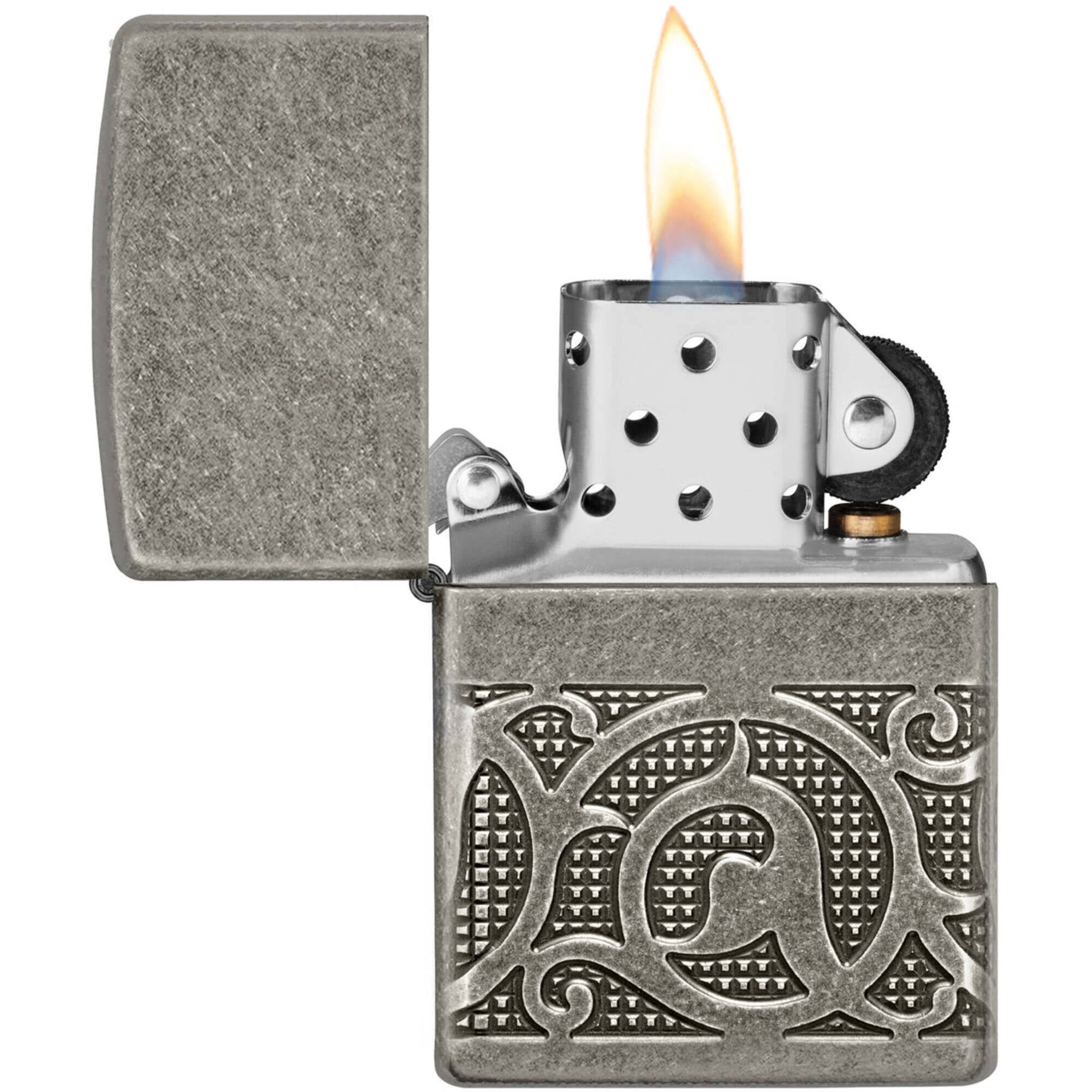 Zippo 49290 Multicut Pattern Design Antique Silver Pocket Lighter