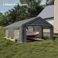 thumbnail image 6 of Danolapsi 13x20 Ft Carport with 8 Sandbags, Car Port with 220g PE Tarp, 2 Roll-Up Doors, and 4 Windows, for Full-Size Pickups, Bass Boats, Tractors, and SUVs(ship in 2 boxes), 6 of 8
