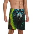thumbnail image 2 of Sikiie Fluorescent Wolf Mens Pajama Shorts, Lightweight Lounge Pant with Pockets Soft Sleep Pj Shorts for MenX-Large, 2 of 6