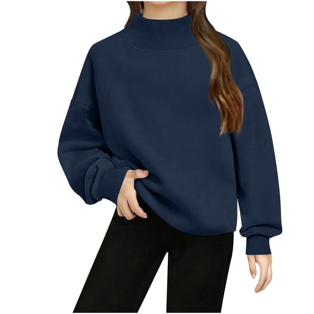 Sudadera con capucha de manga larga para niña, color liso, con abertura en el bajo y cierre de hebilla, de poliéster, talla mediana y grande