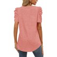 thumbnail image 7 of USSUMA Solid Color Comfy T-Shirts for Women Trendy Short Sleeve Cute Puff Sleeve Dressy Blouse Casual Tops Summer V Neck Women's Tunics Plus Size Shirt 2022, 7 of 7