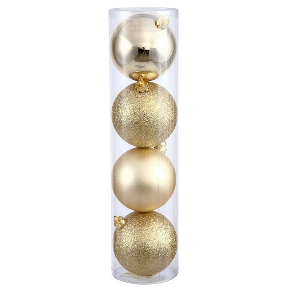 Juego de Adornos Vickerman, 6" Color Oro Miel, Con 4 Esferas de Diferentes Acabados